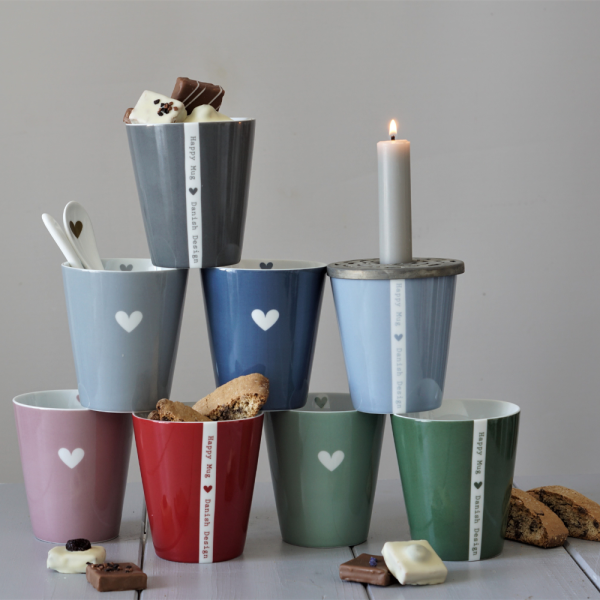 HAPPY MUG COLOURFUL HEART DUSTY BLUE